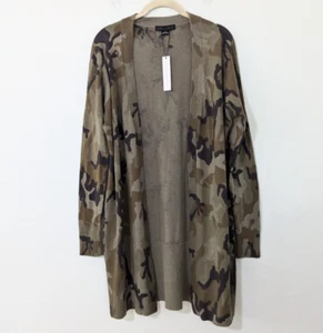 Sanctuary NWT Lenox Camo Longline Open Cardigan Soft Green Ribbed Trim Size XS - Picture 1 of 10