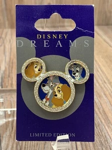 Rare Disney DLR 2008 Dreams Collection Lady & The Tramp LE 1000 Pin On Card - Picture 1 of 3