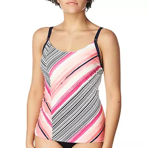 Calvin Klein Over the Shoulder Tankini Oberteil Gr. S Small rosa weiß schwarz Bademode - Bild 1 von 4