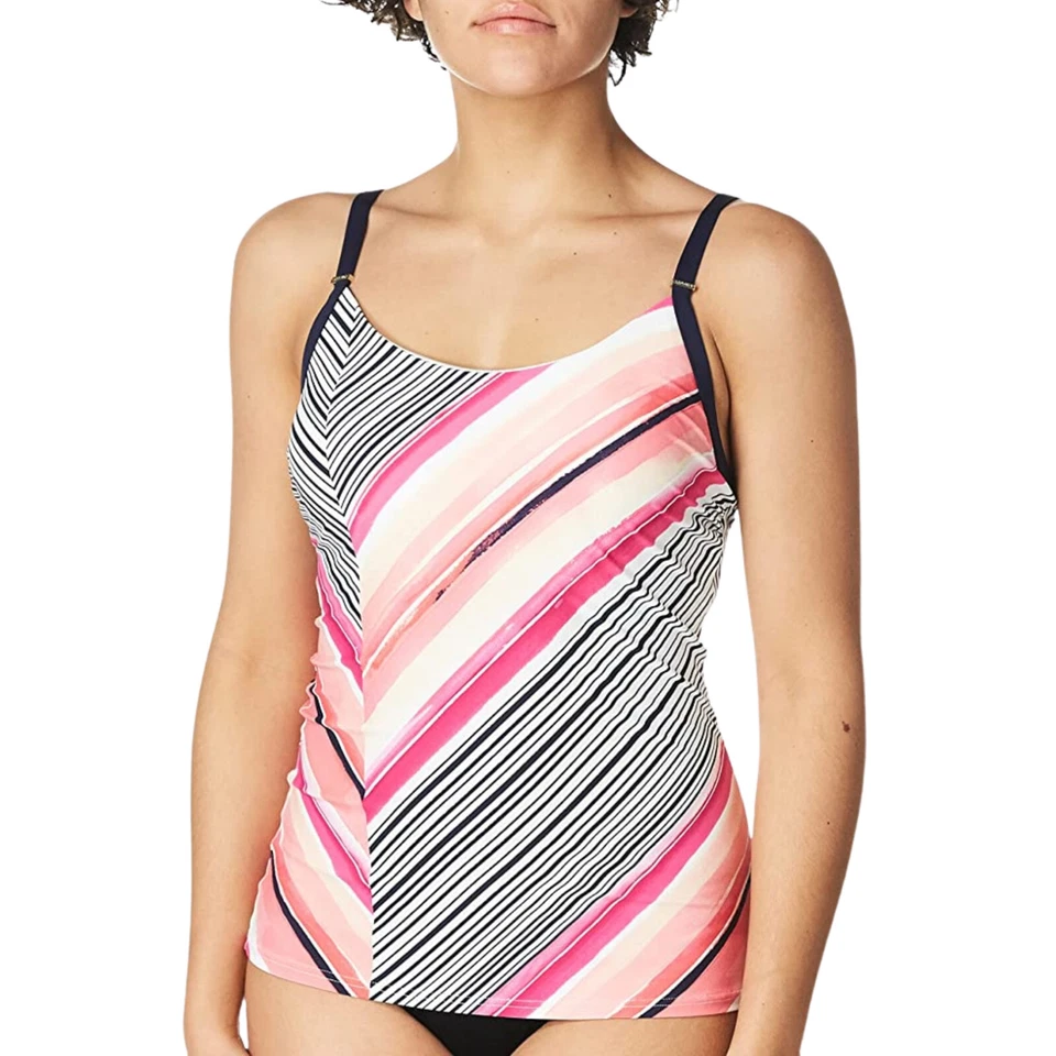 Tankini Top Sobre el Hombro CALVIN KLEIN Talla S Pequeño Rosa Blanco Negro Traje de Baño Foto 1 de 4