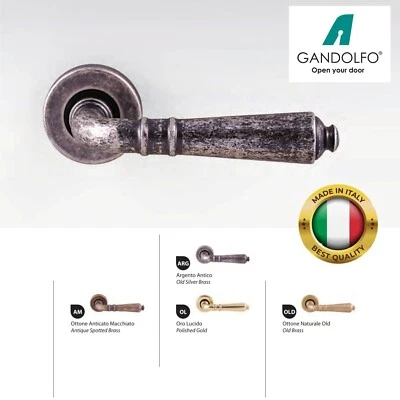 Coppia maniglie maniglia per porte interne modello SIENA ottone design classico - Immagine 1 di 2