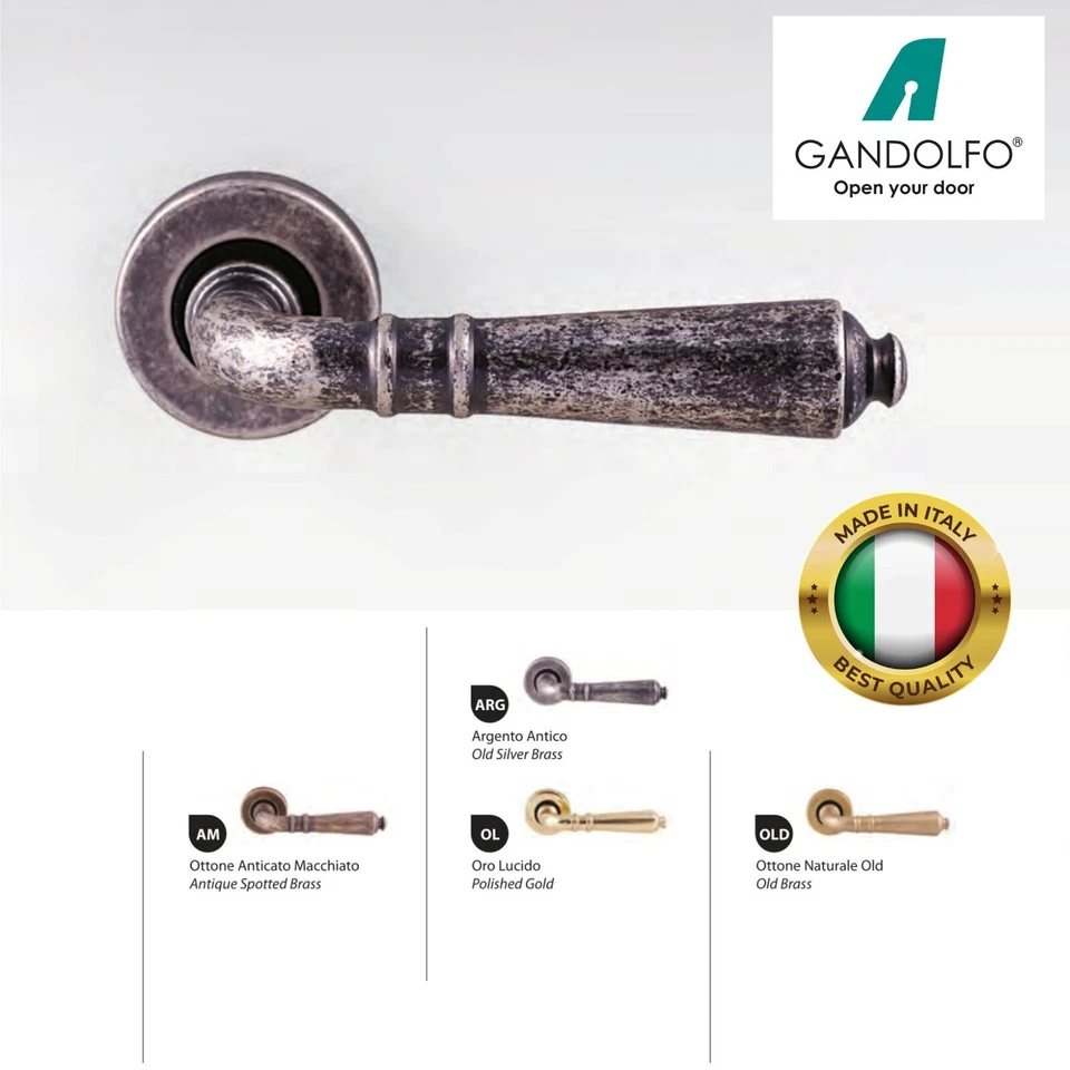 Coppia maniglie maniglia per porte interne modello SIENA ottone design classico - Immagine 1 di 2