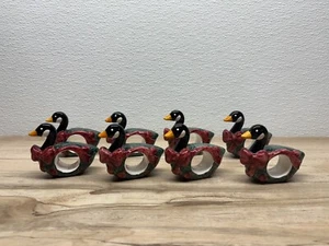Vtg Wilton Court Quaker Set of 8 Ceramic Napkin Rings Holders Duks - Picture 1 of 8