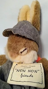 Vintage Sleeping Bunny Non Non Creative Concepts 9 Zoll Stofftier Plüsch mit Etikett - Bild 1 von 5