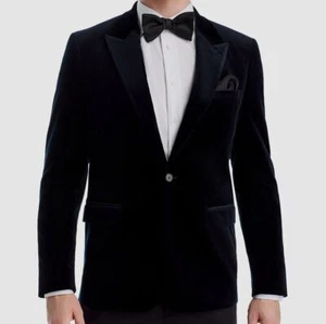 Theory Men's Black Chambers Slim Fit Velvet Suit Separate Jacket Size 42R - Picture 1 of 5