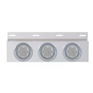 Top Mud Flap Plate w/ Three 7 LED 4" Lights & Visors - Red LED/Clear Lens - Bild 1 von 12