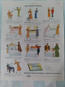 1950 Cannon percale sheets combspun vintage ad dearest friends - Picture 1 of 1