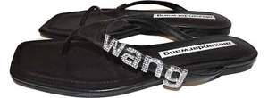 Sandali Alexander Wang edera logo strass perizoma pelle nera 37,5 scarpe basse - Foto 1 di 7