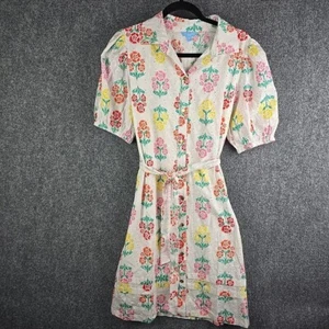 Draper James Floral Eyelet Shirt Dress Women's Medium Cotton Knee Length - Picture 1 of 19
