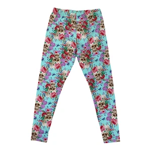 Leggings para mujer talla M 7-9 calaveras flores plumas mariposas sin límites - Imagen 1 de 11