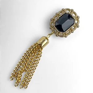 vintage gold black dangle button cover art deco - Picture 1 of 10