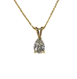 Gorgeous 14K Yellow Gold 1.00 Carat Pear Cut Diamond Pendant. - Picture 1 of 6