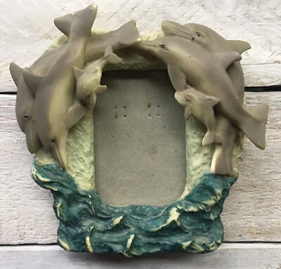 Marco de fotos acrílico vintage de delfines delfines del océano mágico mesa o colgar Foto 1 de 4