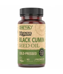 Deva Vegan Black Cumin Seed Oil - 90 Vegetarian Caps - Cold Pressed - Organic - Picture 1 of 3
