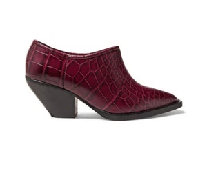 Ganni Womens Shoes Burgundy Croc Boots Cuban Heel Size EU 40 AU 9 - Picture 1 of 6