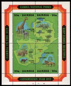 Sambia 1972 - Mi-Nr. Block 2 ** - MNH - Wildtiere / Wild animals - Picture 1 of 1
