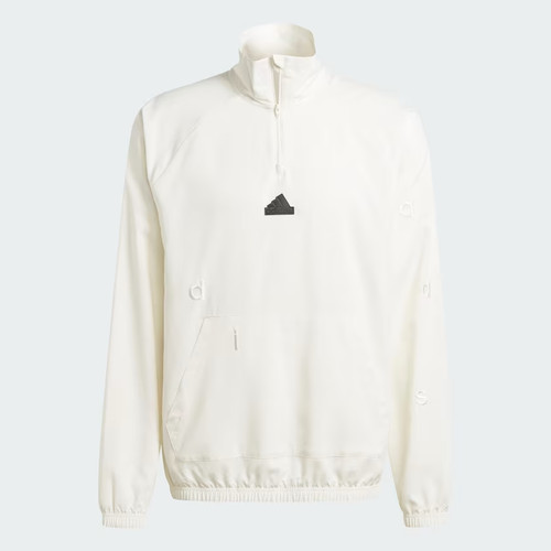 OFF WHITE FELPA ADIDAS NUOVA CON ETICHETTE TESSUTO RICAMO 1 2 ZIP TOP OFF WHITE UOMO TAGLIA SMALL