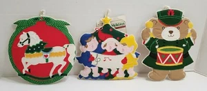 Juego de 3 porta ollas navideñas vintage FRANCO años 70 nuevas con etiquetas de regalo - Imagen 1 de 12