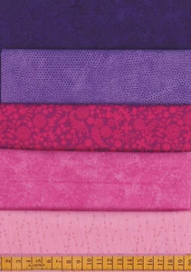 Stoffpackung Fette Viertel / Fat Quarter, 5 versch. Stoffe rosa-lila gemustert - Bild 1 von 1