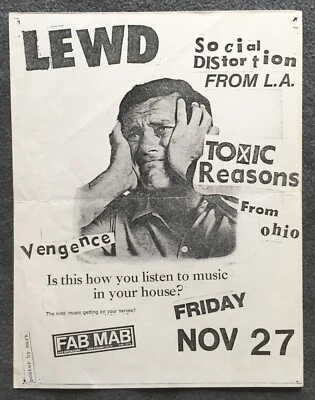 1981 Flyer Lewd Social Distortion Toxic Reasons Mabuhay Gardens Handbill Punk - Image 1 of 2