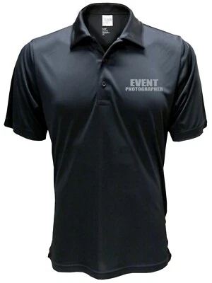 Event Photographer Black REFLECTIVE design, Performance Polo, moisture wicking - Image 1 of 4