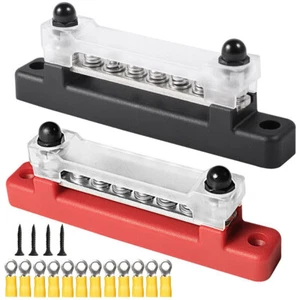 2x 12 Terminal Block Bus Bar & Cover 12V Distribution Bus Bar Auto Boat Power AN - Picture 1 of 5