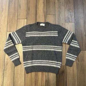 Vintage Lord Jeff Wool Sweater Men's Medium The Moors Gray Striped Made in USA - Picture 1 of 4