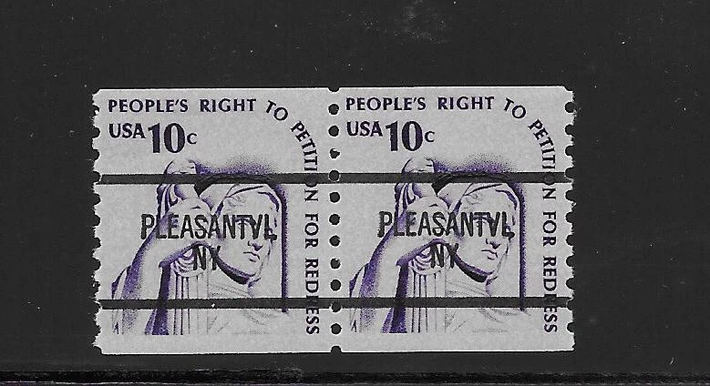 AMERICANA Sc# 1617a SCARCE CITY PRECANCEL 10c Justice Pair, Shiny Gum, F-VF MNH! - Image 1 of 1