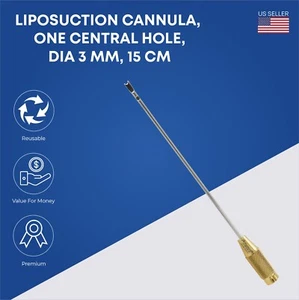Cánulas de Liposucción 1 Agujero Central 3mmx15cm Transferencia de Grasa Grado Alemán - Imagen 1 de 2