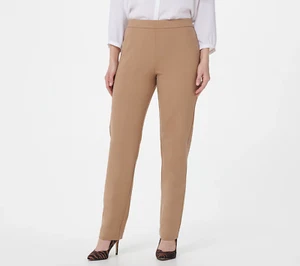 NEW Susan Graver Petite XXS Ponte Knit Straight-Leg Pull-On Pants Tan QVC 1348 - Picture 1 of 6