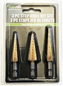 3pc GRIP QUICK CHANGE HEX SHANK TITANIUM STEP UNI DRILL BIT SET 3/16" - 3/4" - Picture 1 of 1