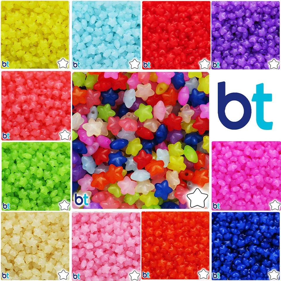 Cuentas de plástico estrella translúcidas BeadTin de 10 mm (125 piezas) - elección de color Foto 1 de 1