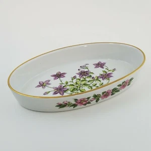 Spode England Stafford Blumen Campanula botanisches Motiv ovale Backschale 10 3/8" - Bild 1 von 7