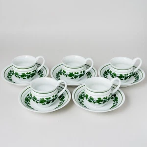 Meissen 5 x Kaffeegedeck 2 tlg. Weinlaub Schwanenhenkel 1. Wahl Knaufzeit unbes. - Picture 1 of 9