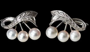 Mikimoto Sterling Silber 4,7 mm 4,3 mm Perlen Ohrringe Band Schraubverschluss - Bild 1 von 22