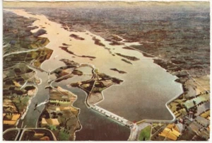 St Lawrence Power Project, Canada, Aerial View 1950s Bifold Information Postcard - Bild 1 von 2