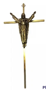 Crocifisso in ottone croce Gesù Cristo sala preghiera cattolica decorazione parete chiesa - Foto 1 di 7