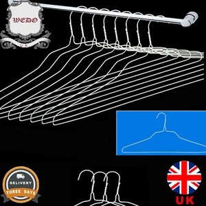 Extra Strong White Wire Steel Coat Hangers 50x 100x 500x (13G) WEEDOO UK NO.1 - Picture 1 of 3