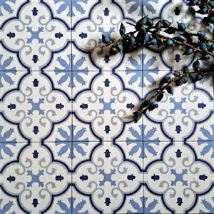 Full Tile Sample: Riviera Montecarlo Blue Porcelain Moroccan Wall & Floor Tiles - Picture 1 of 3