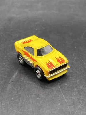 Micro Machines Galoob Dodge Charger Hot Rod w Flames VTG Toy Car Yellow - Image 1 of 4