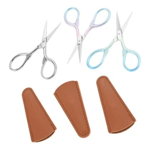 Pequeñas tijeras para cabello facial cejas barba oreja nariz bigote recorte con tapa de PU - Imagen 1 de 20