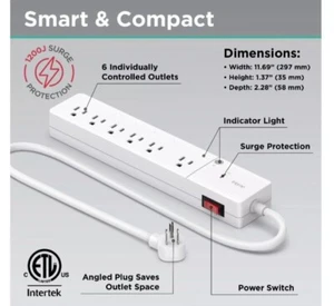 ✔️iHome Smart Strip 6 Outlet Surge Protector - White. Lot#47 - Picture 1 of 5