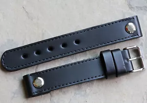 7 VENDIDOS Correa de reloj de piloto AVIADOR de cuero negro mate abierta de 18 mm Hecha en Reino Unido - Imagen 1 de 4
