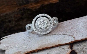 1.75CT Round Lab-Created Diamond Halo Engagement Wedding Ring 14K White Gold FN - Picture 1 of 8