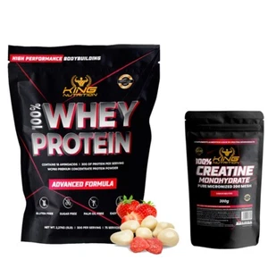 100% WHEY PROTEIN 2.27kg KING NUTRITION Proteina Fresa ChocoBlanco+Creatina 300g - Imagen 1 de 1