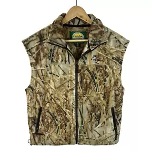 Cabelas Fleece Sweater Vest Camo Backwaters Camo Size Medium Full Zip - Picture 1 of 10