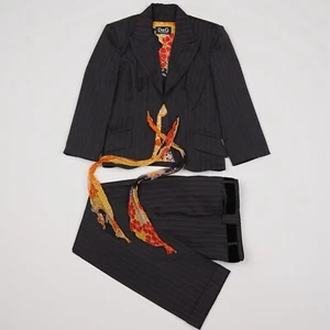 Dolce Gabbana Wool Striped Suit With Silk Blazer Pants - Picture 1 of 24