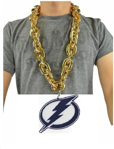 New NHL Tampa Bay Lightning BIG Fan Chain Gold Necklace 3D Foam Cover