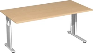 Schreibtisch höhenverstellbar, einseitig zurückgesetzt, 1600x800x680-820, Buche/ - Bild 1 von 2