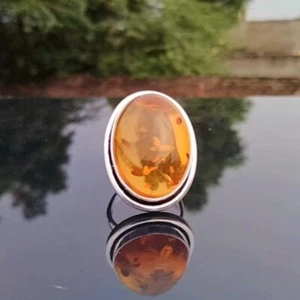 Atractivo Báltico Ámbar Piedra Preciosa 925 Plata de Ley Hecho a Mano Anillo All - Imagen 1 de 4
